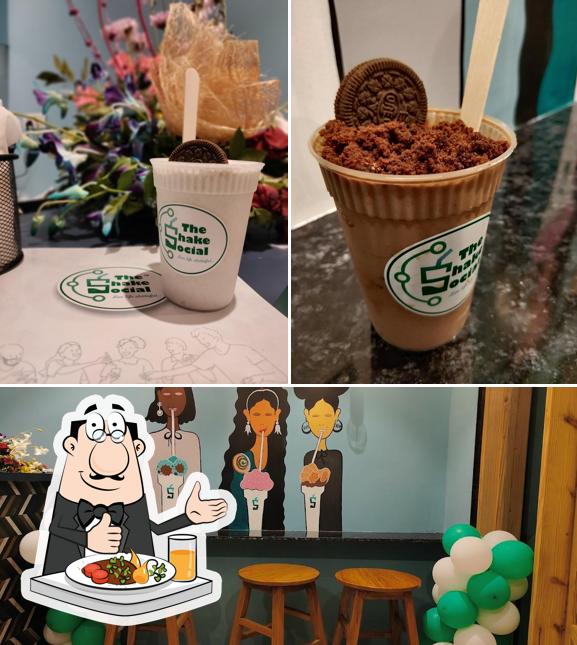Take a look at the picture showing food and interior at The Shake Social