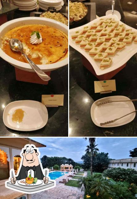 The image of food and exterior at Aravalli Restaurant at The Trident, Udaipur