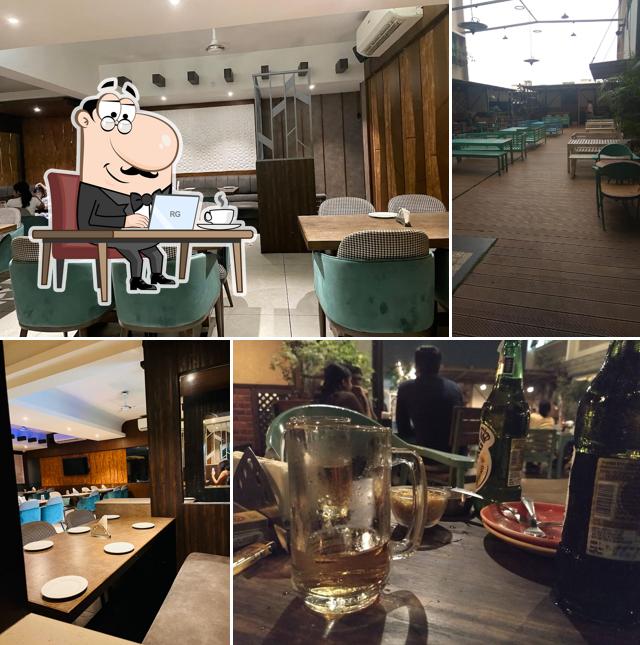 Take a seat at one of the tables at Moksha