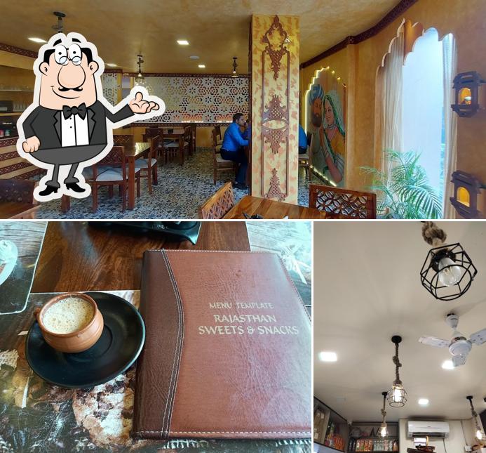 This is the picture showing interior and food at Rajasthan Sweets & Snacks Restaurant