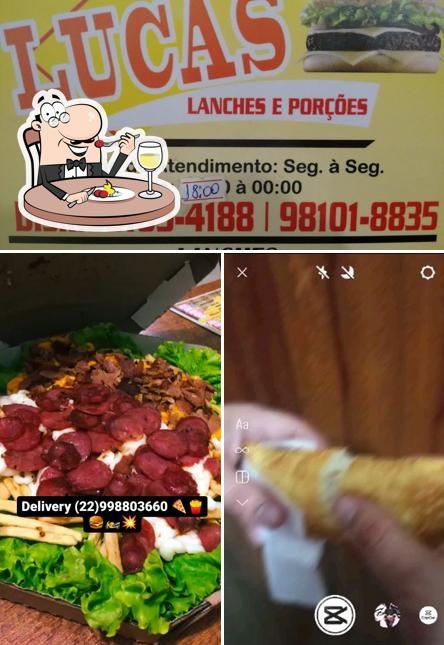 Platos en Lucas Lanches e Pastéis