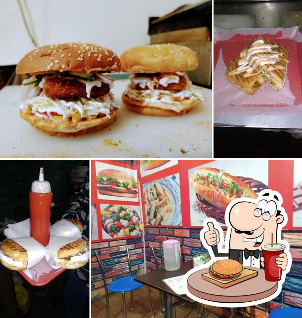 Order a burger at Mama's Grill Hub