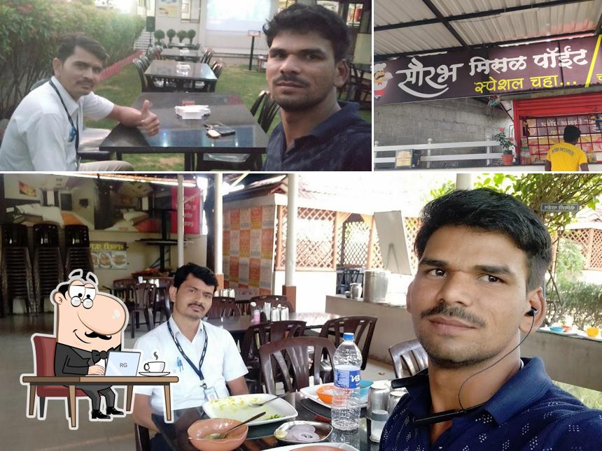 The picture of interior and beverage at Sourabh garden and misal point