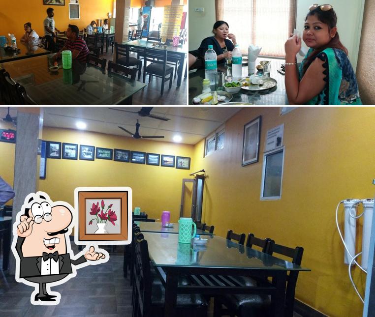 This is the photo showing interior and food at Dhaba Highway