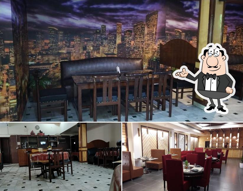 Take a seat at one of the tables at Seven Star Bar & Restaurant