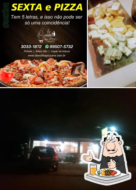Dê uma olhada a foto mostrando comida e exterior a Dom Otto's Pizzaria