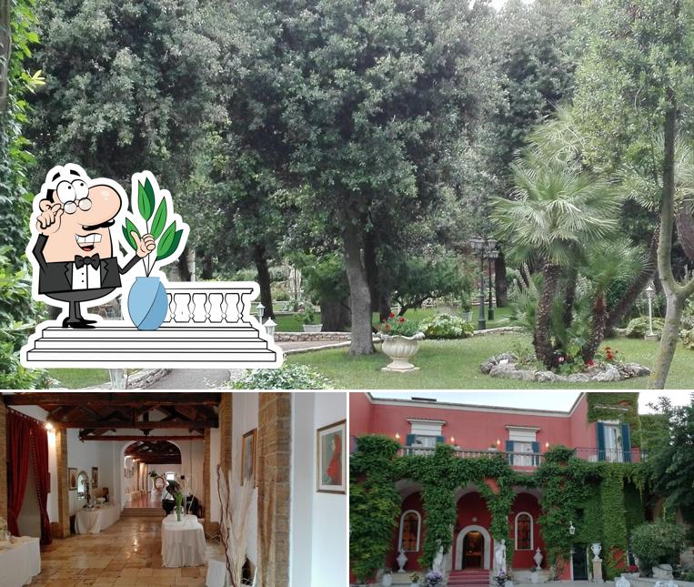 La immagine di esterno e interni da Villa Torrequadra già Conti Rogadeo