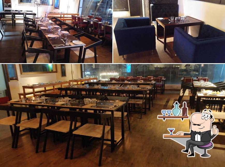 Take a seat at one of the tables at The Buffet Table