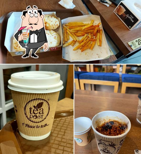 The image of Tea Post’s drink and fries