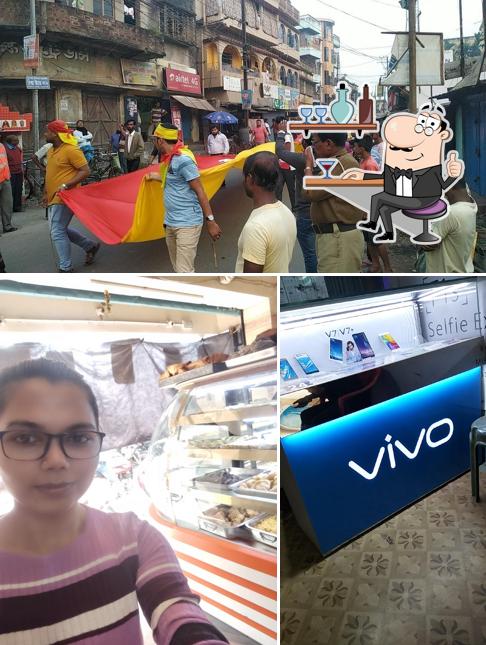 The restaurant's interior and food