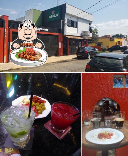 A ilustração do The Square Pub’s comida e exterior