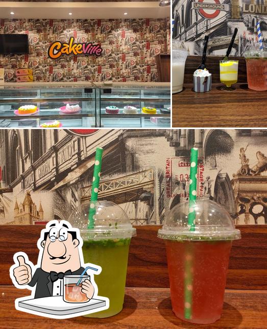 Check out the picture displaying drink and food at TNT Shilpa Bakery