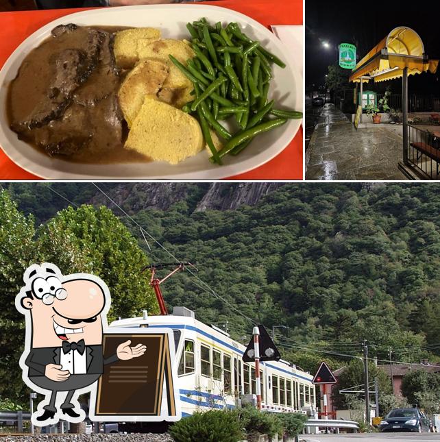 La esterno e cibo del ristorante