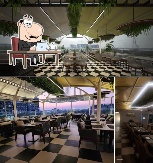 The interior of Project Charcoal Rooftop Restaurant