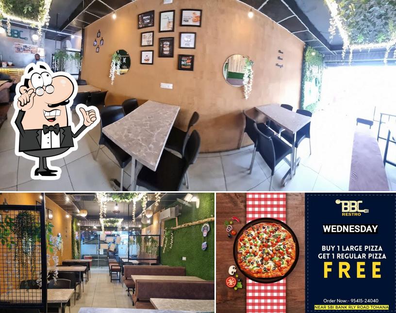 The picture of interior and food at BBC Restro