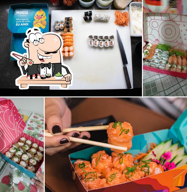 Rolos de sushi são disponibilizados no Mokai Express - Santa Maria Sushi Delivery Experience