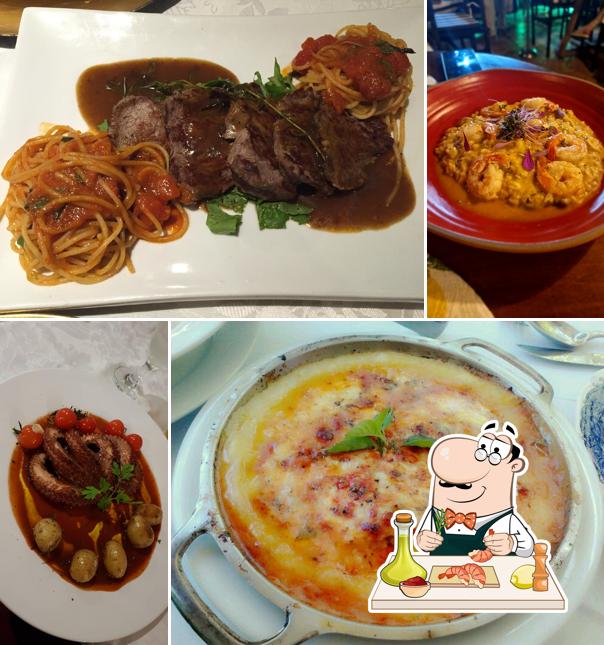 Camarão e grãos em Restaurante Taverna Paradiso