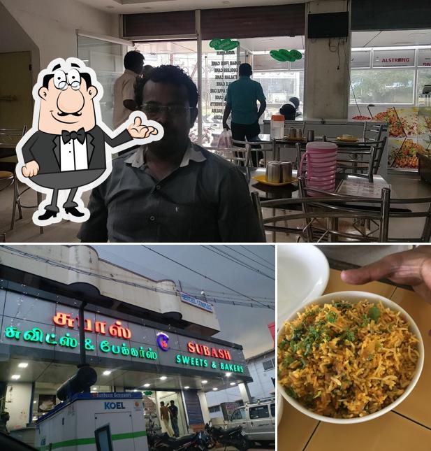 Take a seat at one of the tables at Subash Sweets & Bakery (B2)