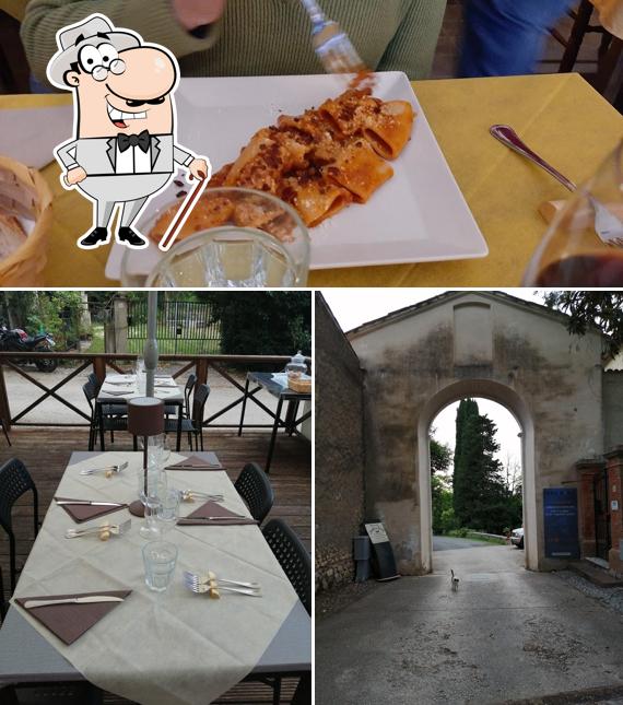 Questa è la foto che presenta la esterno e cibo di Locanda del Borgo Hostaria in Farfa
