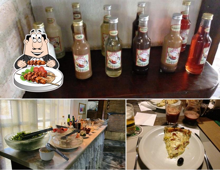 Entre diferentes coisas, comida e cerveja podem ser encontrados a Armazém da Fazenda - Restaurante e Pizzaria