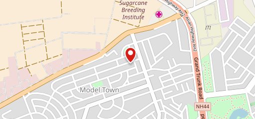 Pink & blue cafe on map